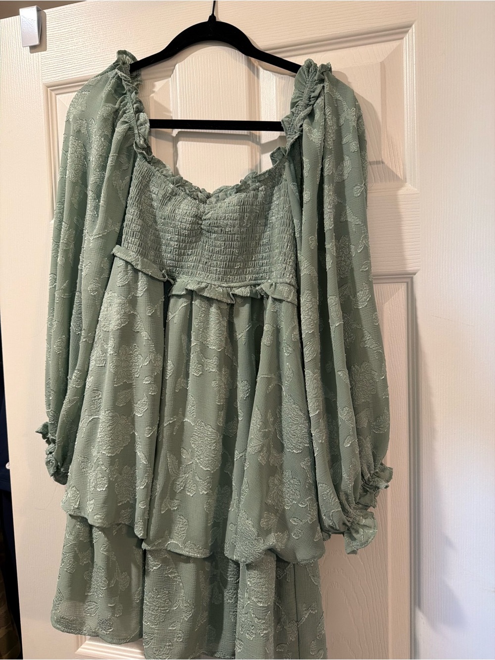 Altar'd State Sage Green Smocked Peasant Tunic